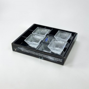 طقم تقديم 6 صحون زجاج مربعة الشكل – للمكسرات والحلويات والضيافة