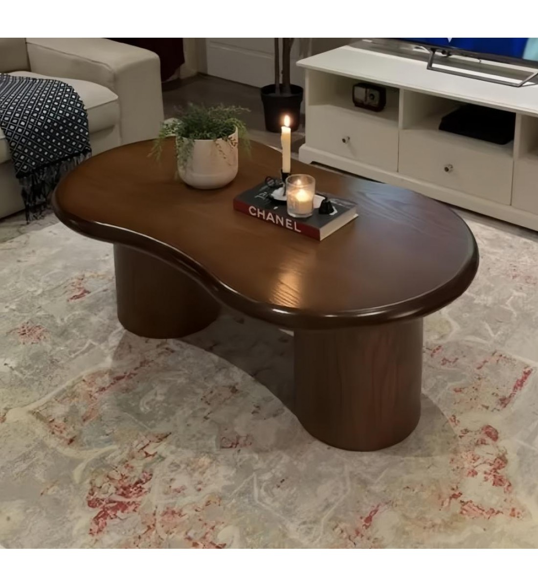 طاولة تقديم خشب سنديان بني  – تصميم أنيق وفاخر