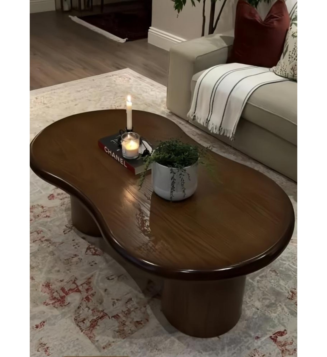 طاولة تقديم خشب سنديان بني  – تصميم أنيق وفاخر