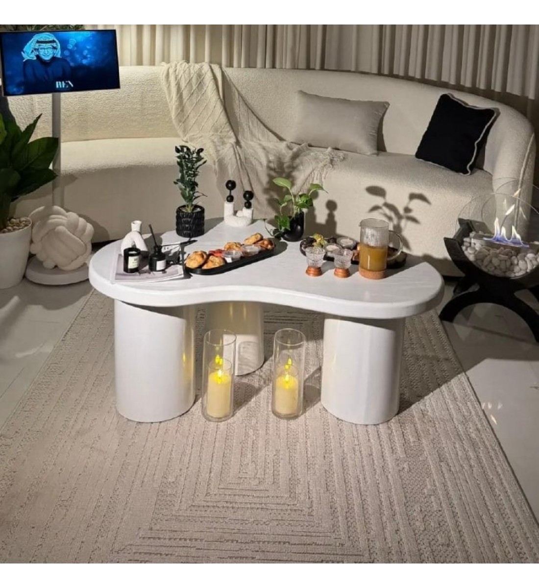 طاولة تقديم خشب سنديان ابيض  – تصميم أنيق وفاخر