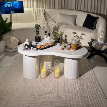 طاولة تقديم خشب سنديان ابيض  – تصميم أنيق وفاخر