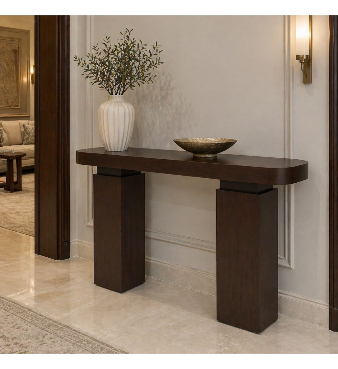 مدخل كنسول خشب سنديان  بشكل جذاب وانيق(منتج تفصيل)