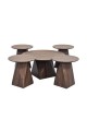 طقم طاولات دائري خشب بني - 5 قطع