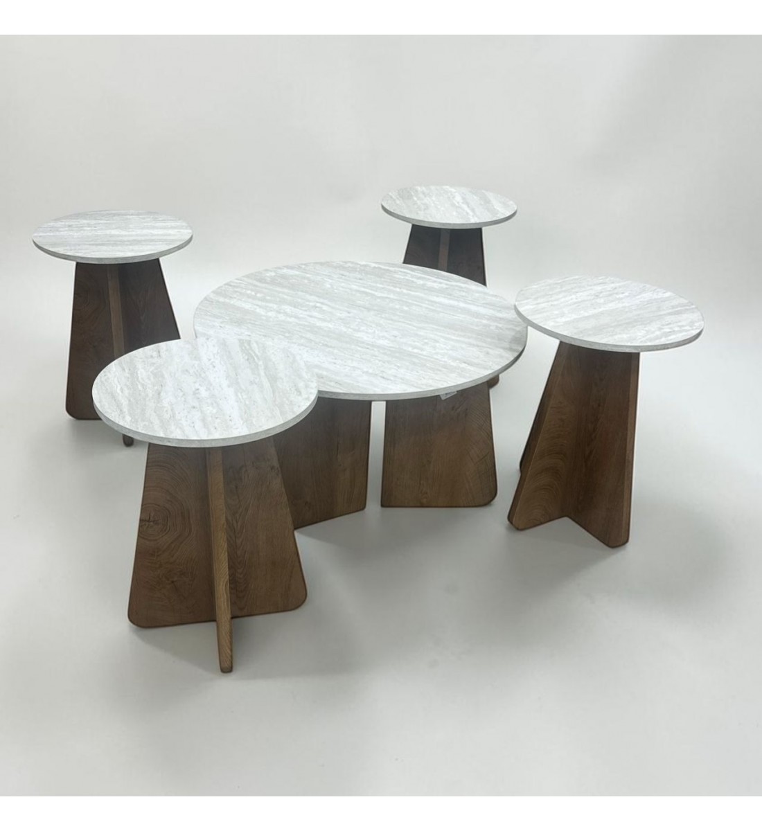 طقم طاولة خشب اسود سطح خشب ابيض معرق