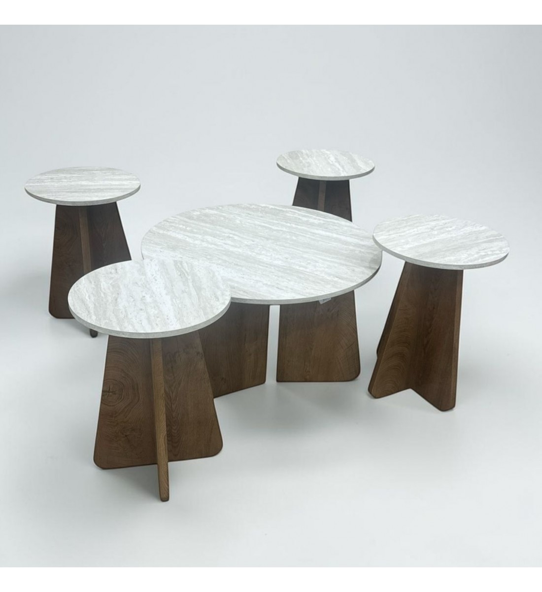 طقم طاولة خشب اسود سطح خشب ابيض معرق