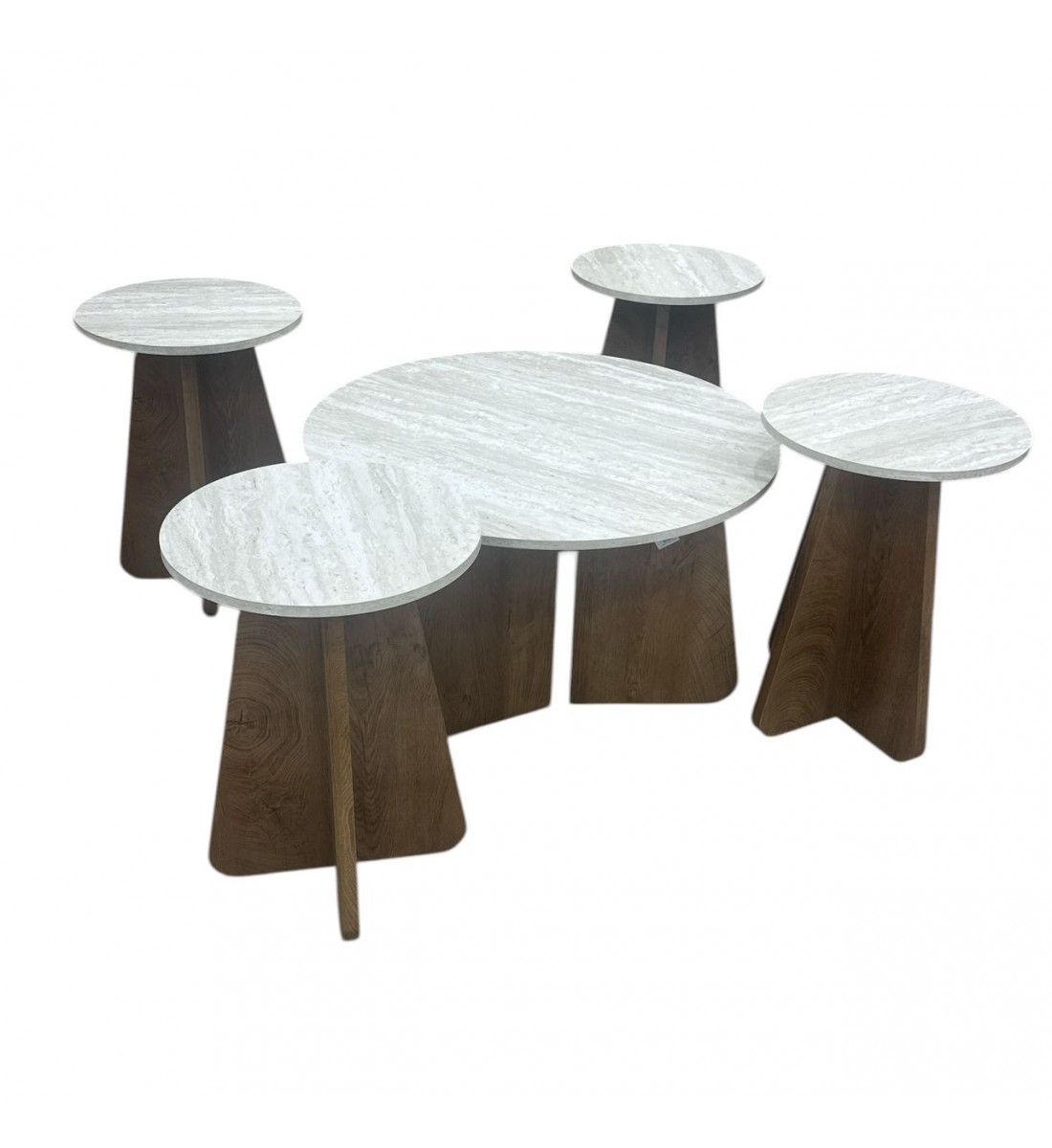 طقم طاولة خشب اسود سطح خشب ابيض معرق