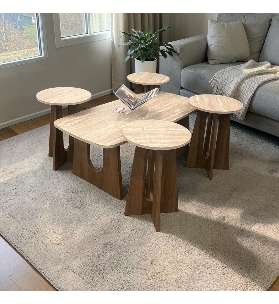 طقم طاولات وسط 5قطع 