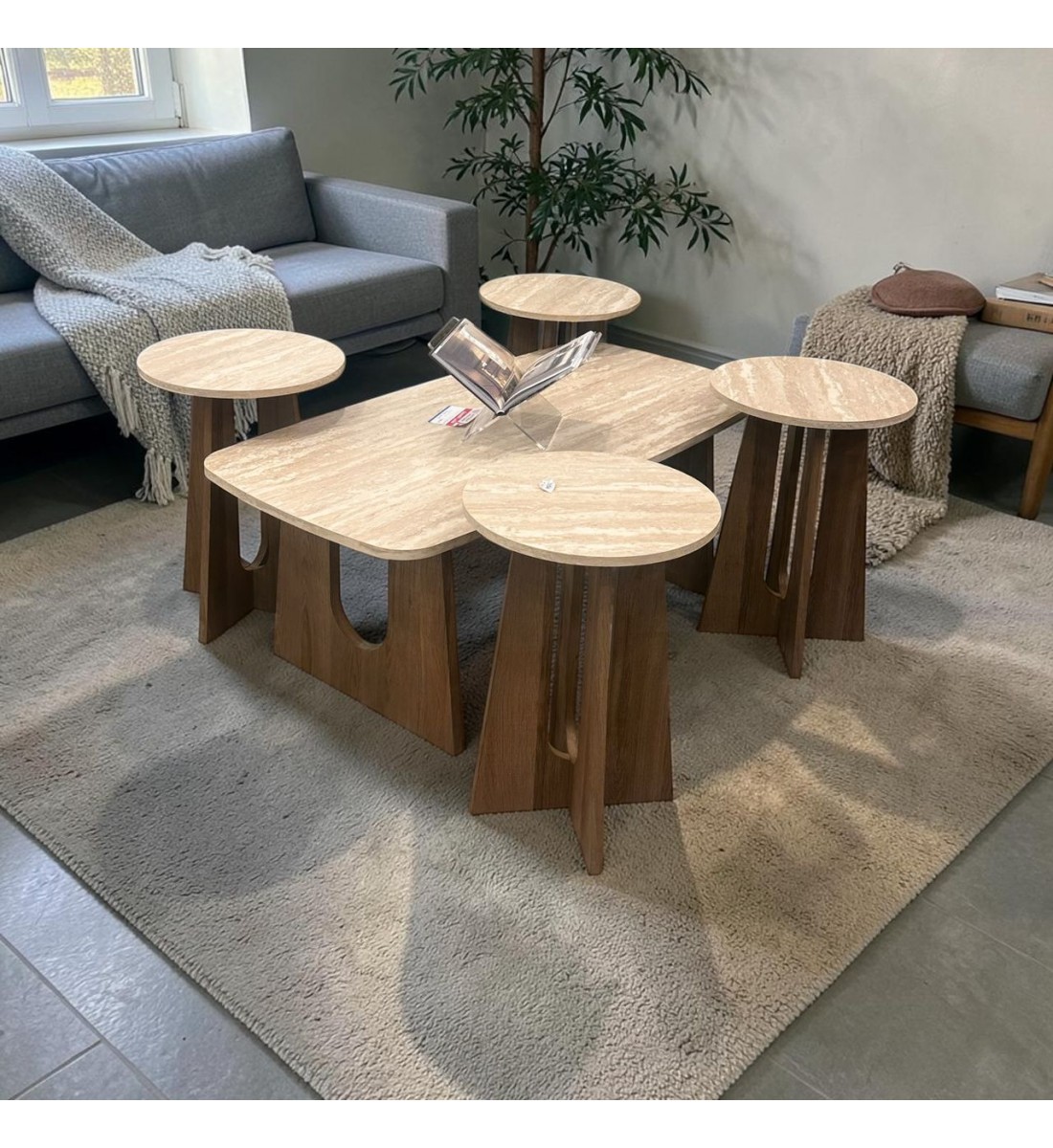 طقم طاولات وسط 5قطع 