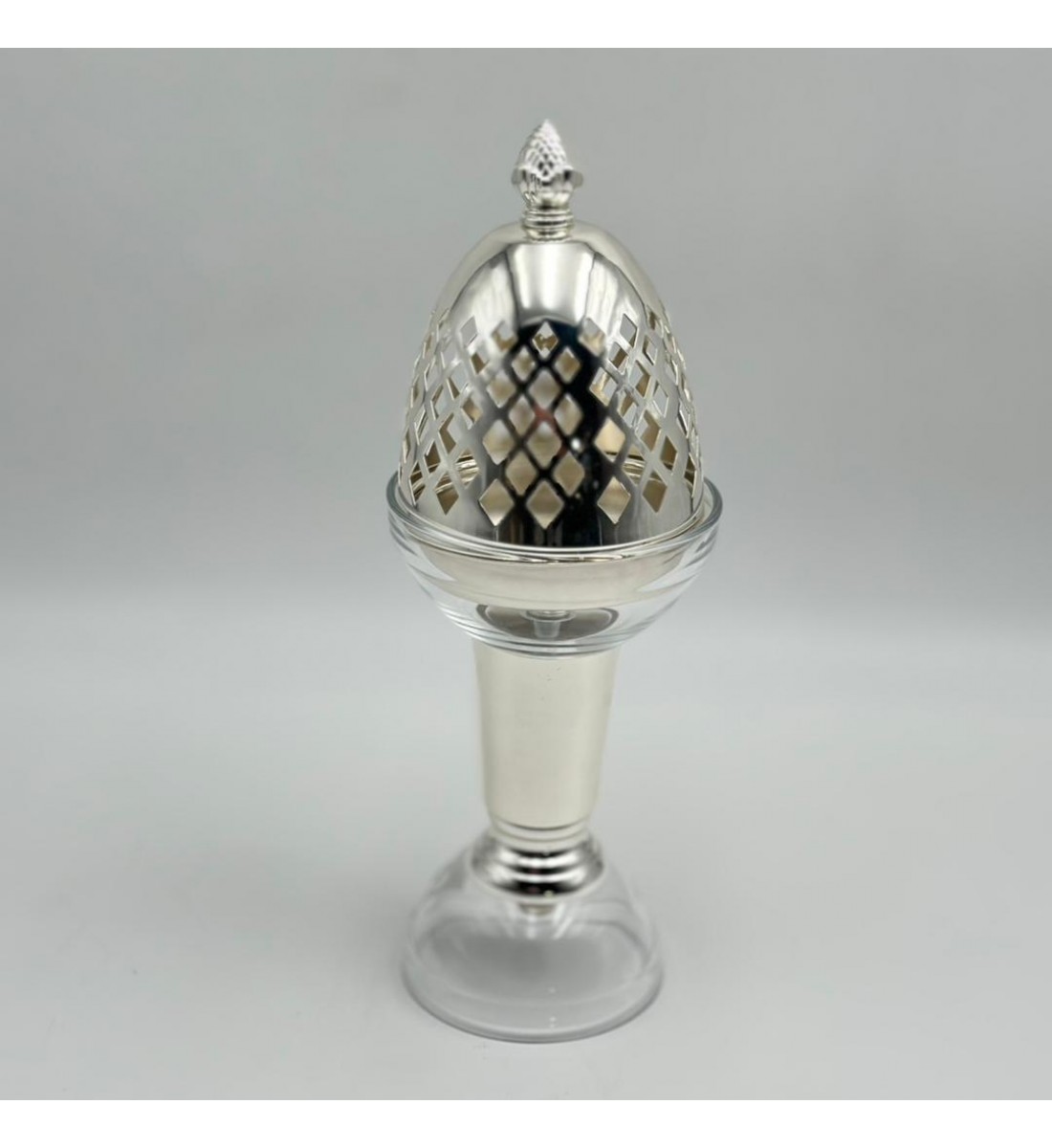 مبخرة كريستال بتصميم بيضة على قاعدة11×11×30سم