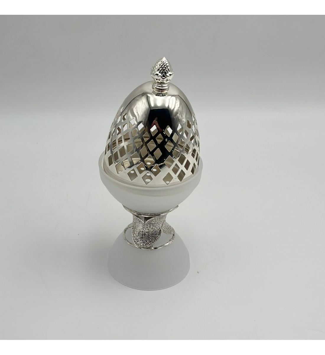 مبخرة كريستال بتصميم بيضة على قاعدة11×11×25سم