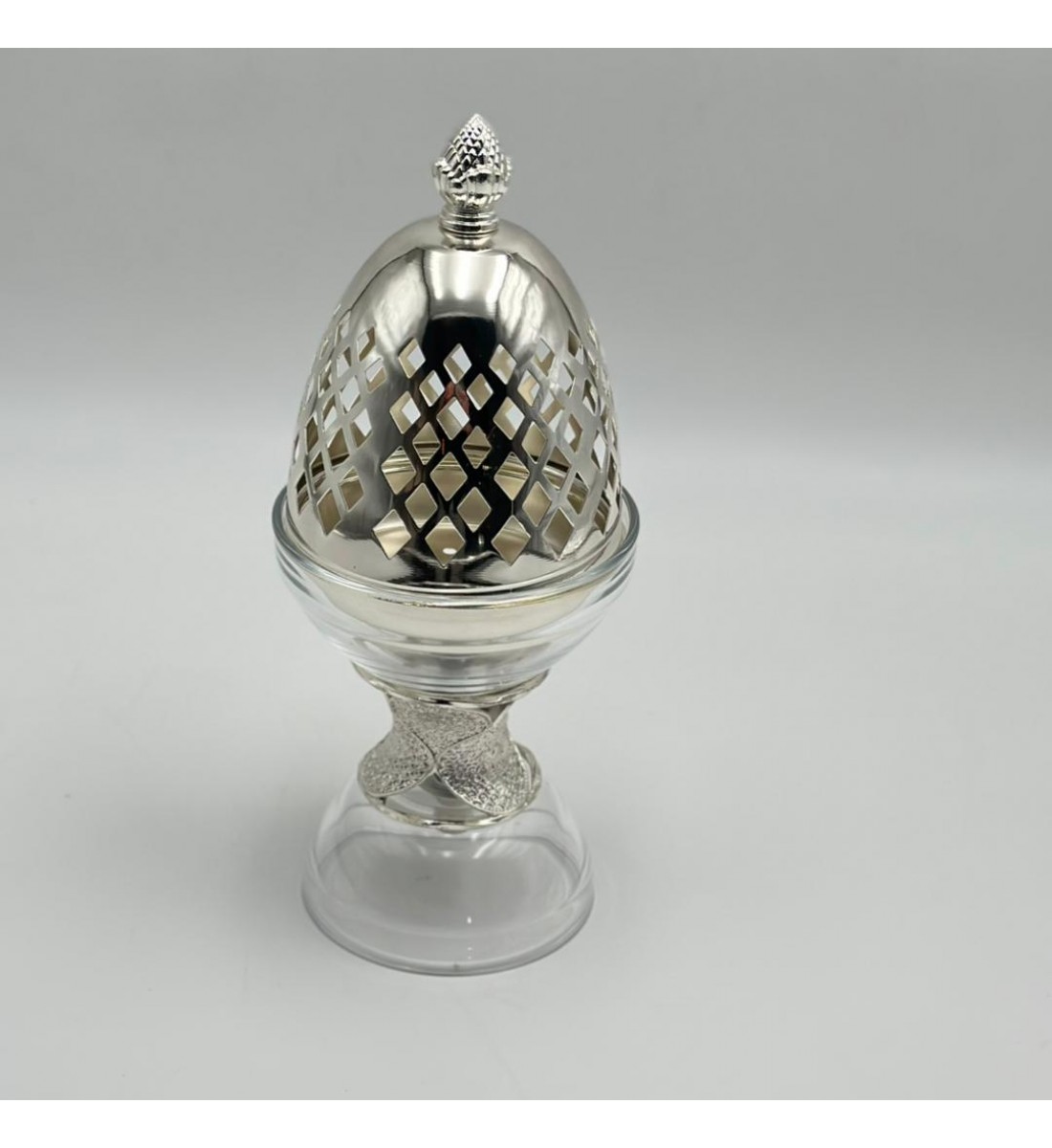 مبخرة كريستال بتصميم بيضة على قاعدة11×11×25سم