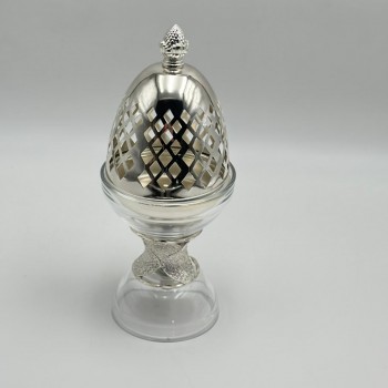 مبخرة كريستال بتصميم بيضة على قاعدة11×11×25سم