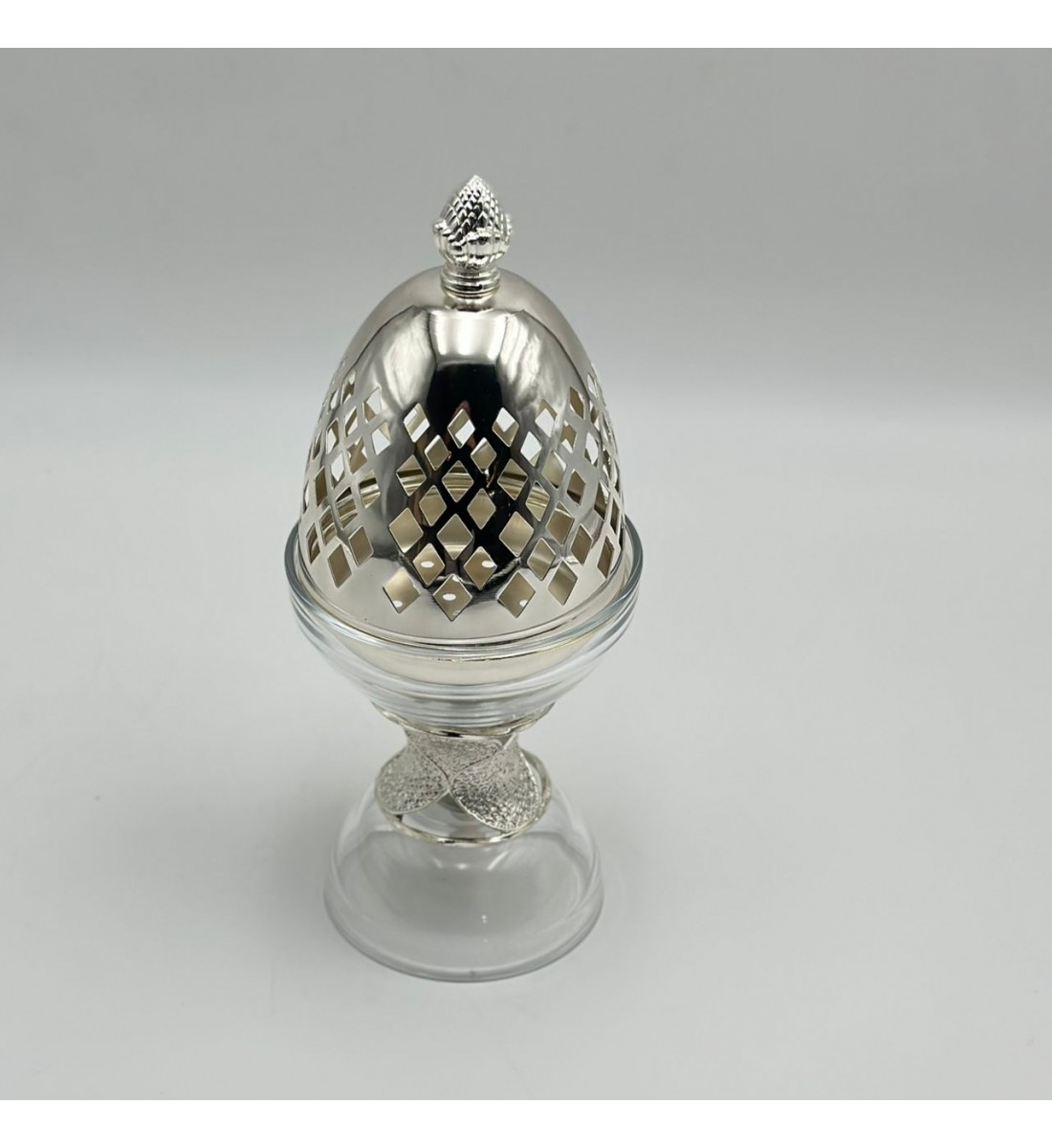 مبخرة كريستال بتصميم بيضة على قاعدة11×11×25سم