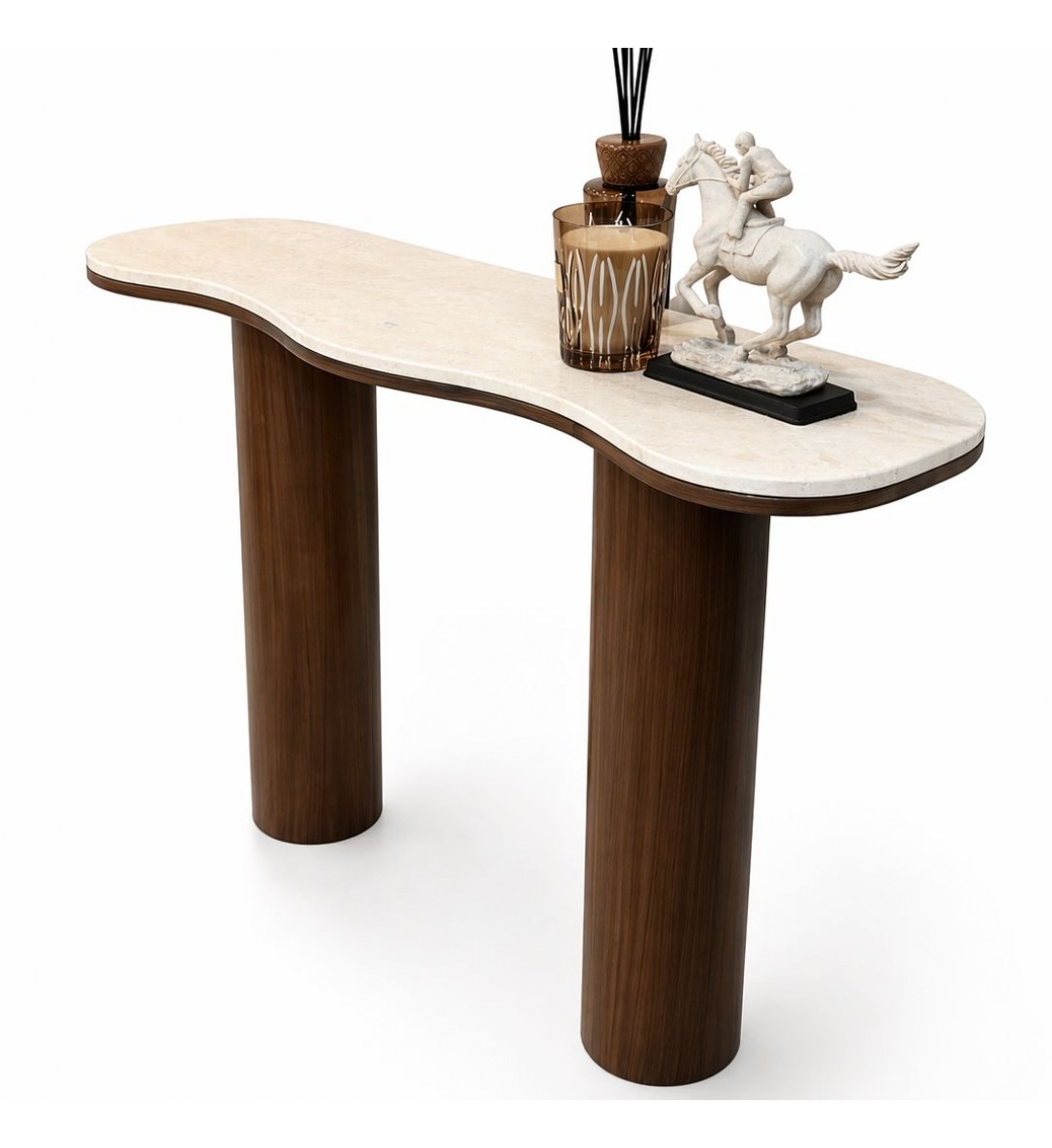 مدخل كنسول خشب بني سطح رخام 140×40×92سم (منتج تفصيل )