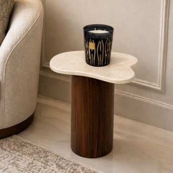 طاوله خدمه مفرده بتصميم مميز وفاخر سطح رخام 41×29×47سم منتج تفصيل 