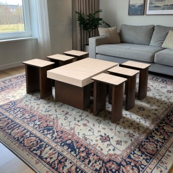 طقم طاولات خدمة أنيق بتصميم عملي وعصري 7قطع (منتج تفصيل )