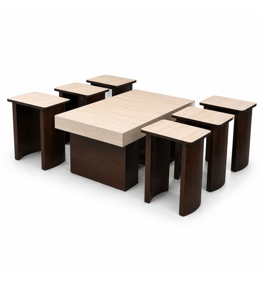 طقم طاولات خدمة أنيق بتصميم عملي وعصري 7قطع (منتج تفصيل )