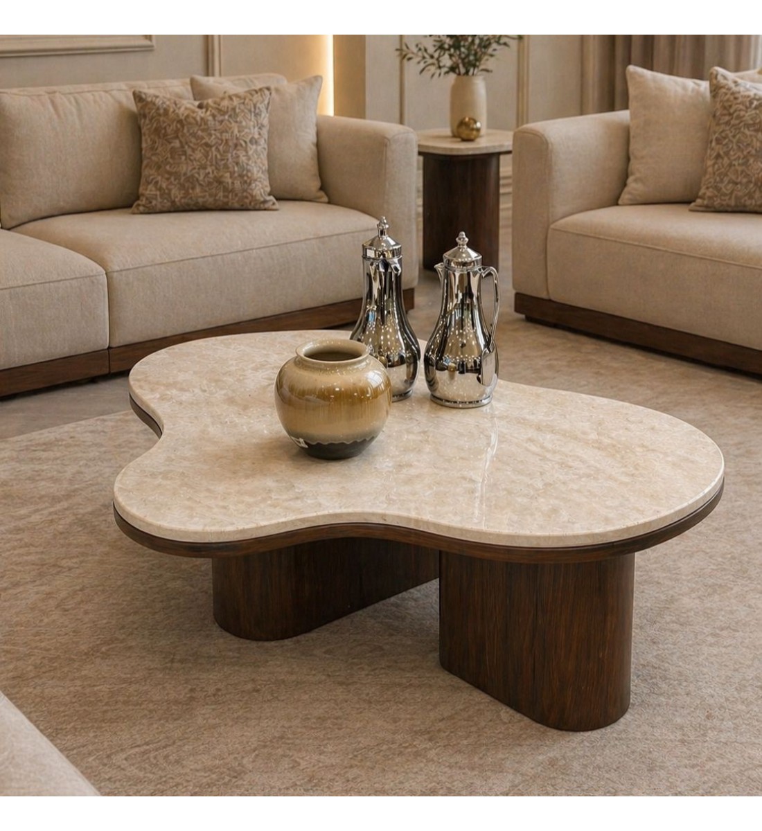 طاوله رئيسية مفرده بتصميم مميز وفاخر سطح رخام115×66×42سم 