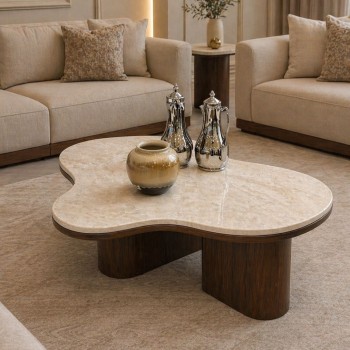 طاوله رئيسية مفرده بتصميم مميز وفاخر سطح رخام115×66×42سم منتج تفصيل 