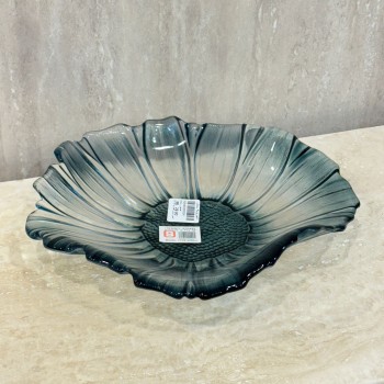 صحن التقديم الزجاجي مصمم لتقديم الطعام بشكل أنيق وراقي 28×28×5سم 