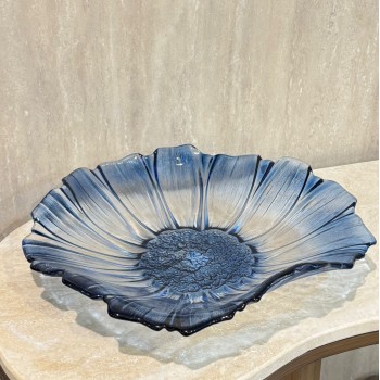 صحن التقديم الزجاجي مصمم لتقديم الطعام بشكل أنيق وراقي 38×38×8سم 