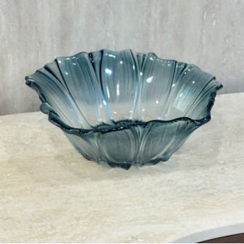 صحن التقديم الزجاجي مصمم لتقديم الطعام بشكل أنيق وراقي28×28×10سم