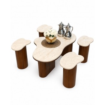  طقم طاولات 5قطع بتصميم مميز وفاخر سطح رخام (منتج تفصيل )