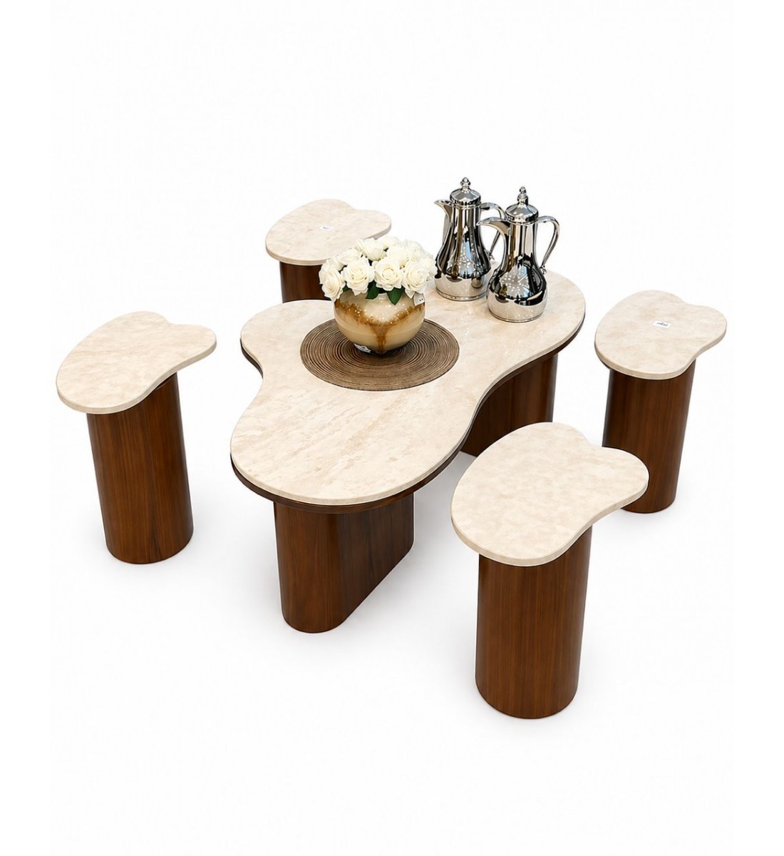  طقم طاولات 5قطع بتصميم مميز وفاخر سطح رخام (منتج تفصيل )