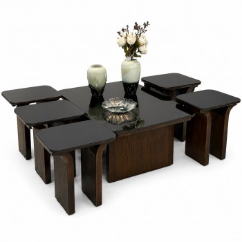  طقم طاولات 7قطع بتصميم مميز وفاخر سطح زجاج (منتج تفصيل )