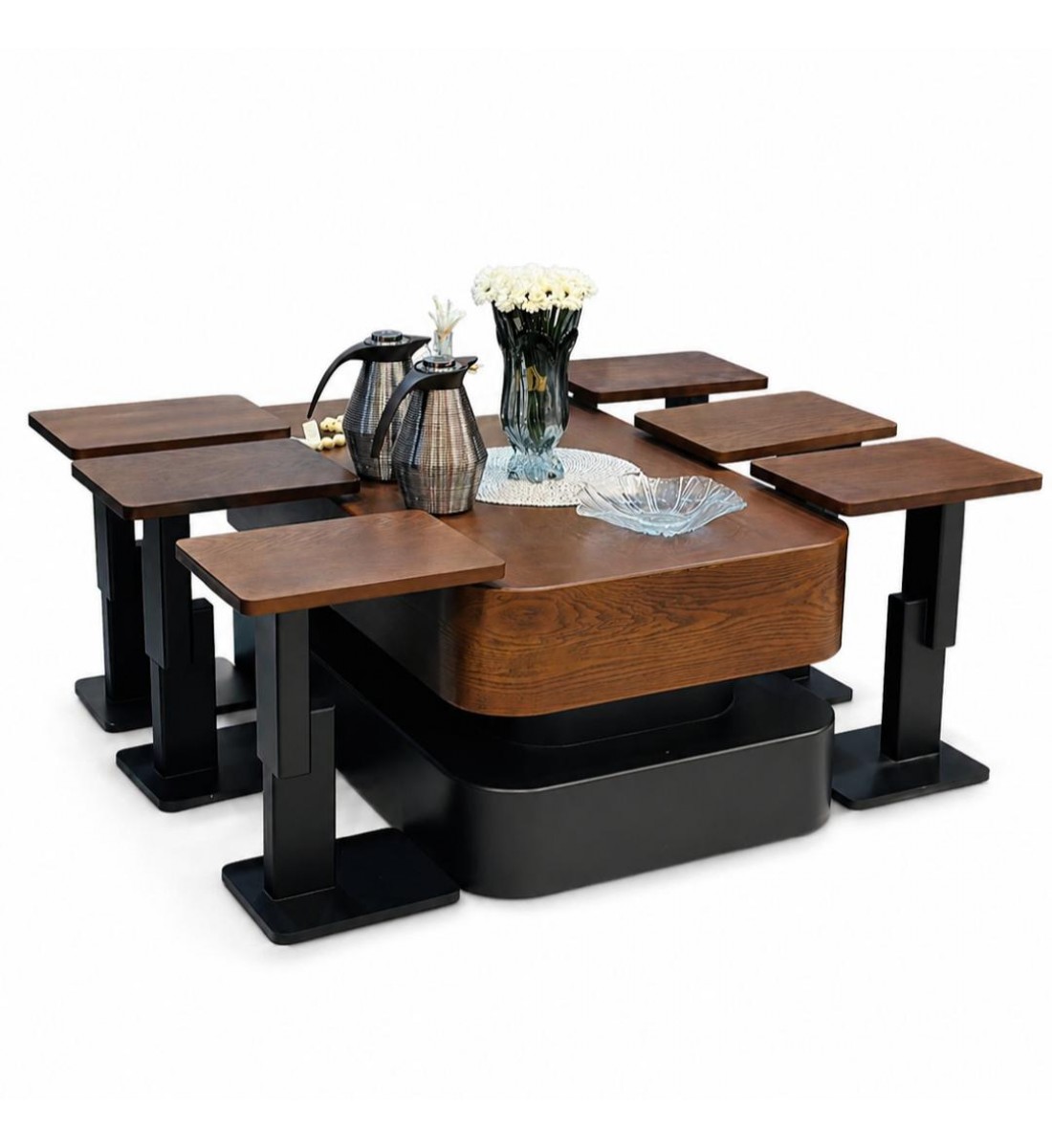  طقم طاولات 7قطع بتصميم مميز وفاخر سطح سنديان (منتج تفصيل )