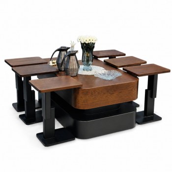  طقم طاولات 7قطع بتصميم مميز وفاخر سطح سنديان (منتج تفصيل )