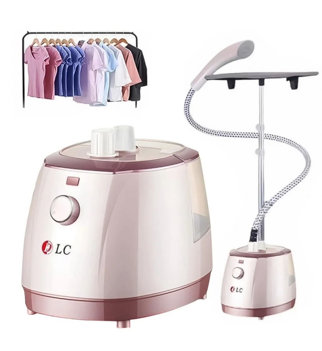 مكواة بخار للملابس بقوة 1800 وات بسعة 2 لتر، منزلية محمولة، 6 مستويات من البخار المستمر DLC-36429 - وردي
