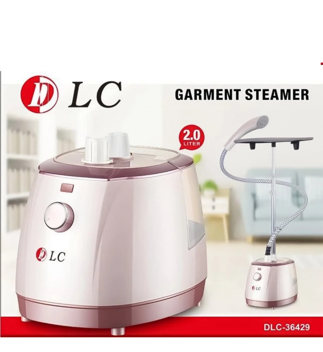 مكواة بخار للملابس بقوة 1800 وات بسعة 2 لتر، منزلية محمولة، 6 مستويات من البخار المستمر DLC-36429 - وردي
