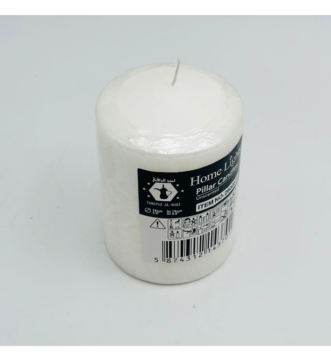 شمع  غير معطّرة ابيض 10×15سم