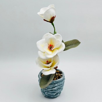 نبات اصطناعي في مزهرية سيراميك باللون الأبيض40سم 