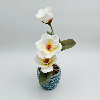 نبات اصطناعي في مزهرية سيراميك باللون الأبيض40سم 