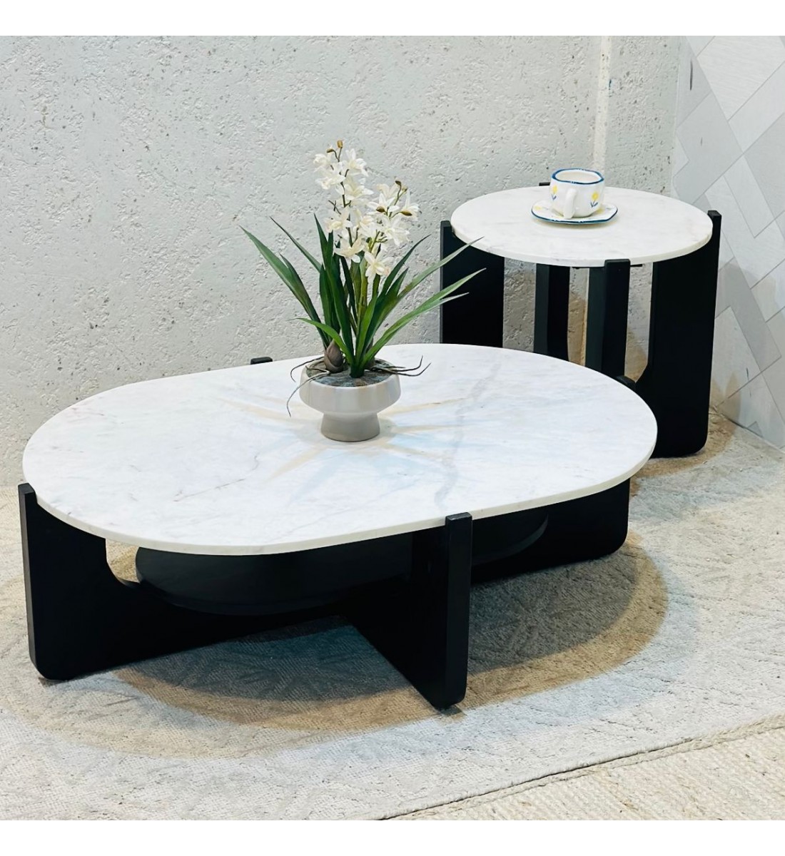 طاولة قهوة و طاولة جانبية 2قطع 