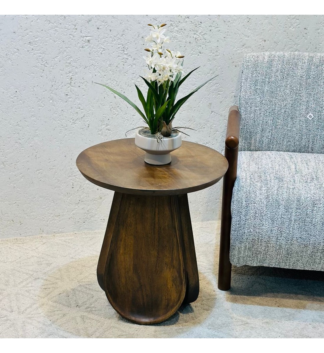 طاولة جانبية بسطح خشب50×50×55سم 