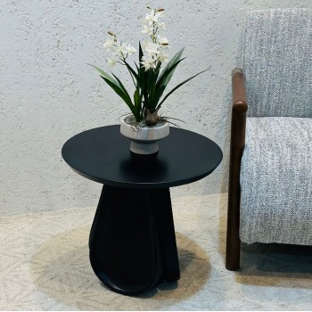 طاولة جانبية بسطح خشب اسود 50×50×45سم 