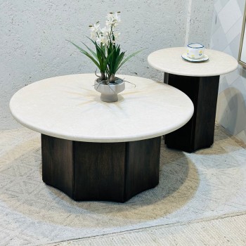 طقم طاولات قهوة دائرية دائري 2قطع 