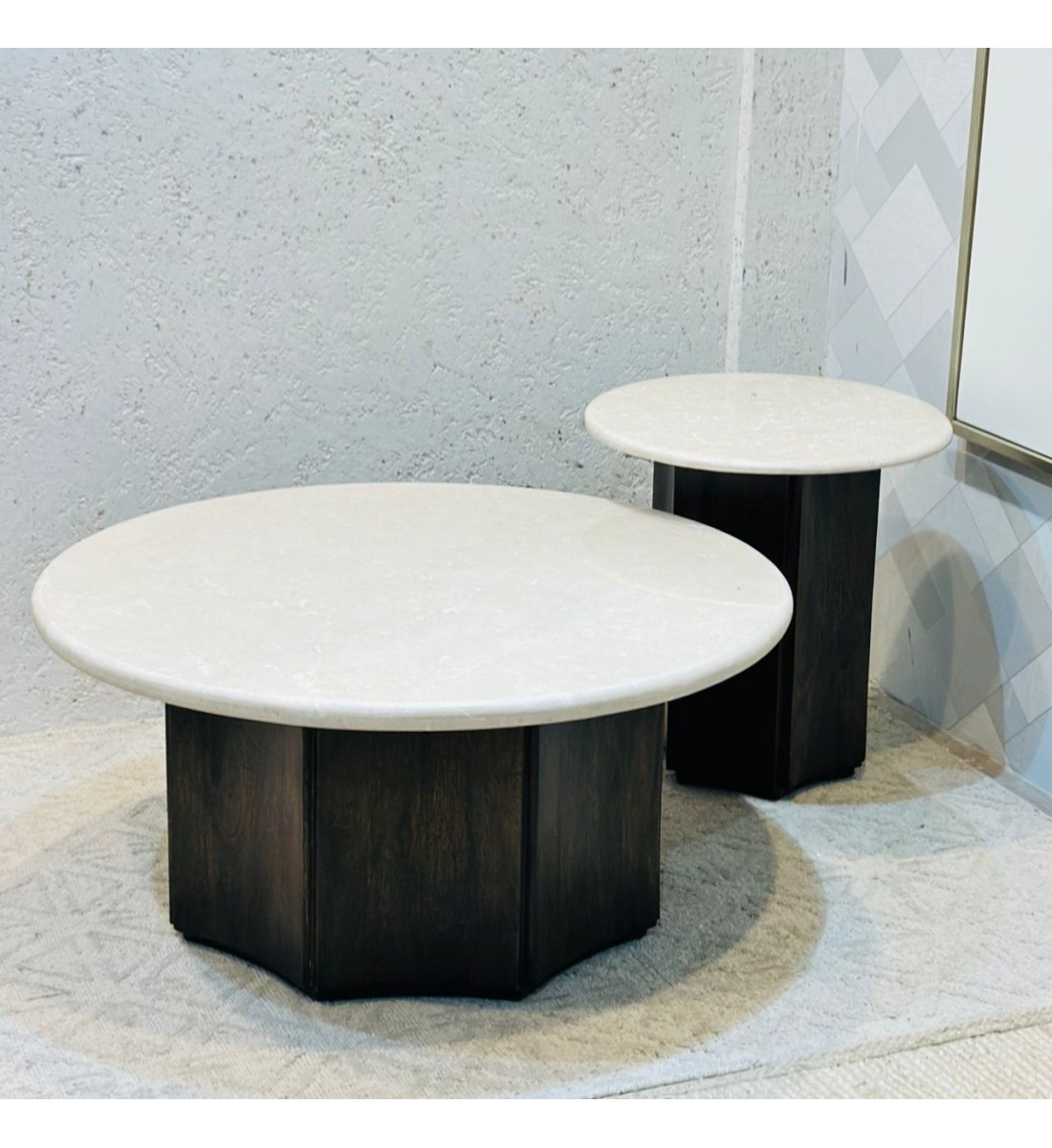 طقم طاولات قهوة دائرية دائري 2قطع 