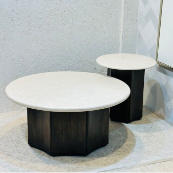 طقم طاولات قهوة دائرية دائري 2قطع 