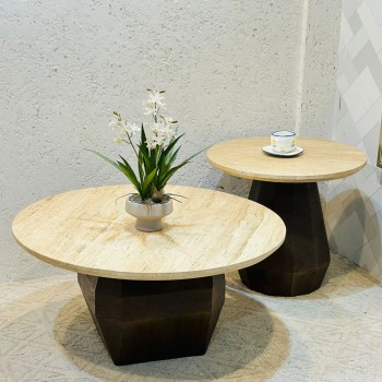 طقم طاولات قهوة دائرية دائري 2قطع 