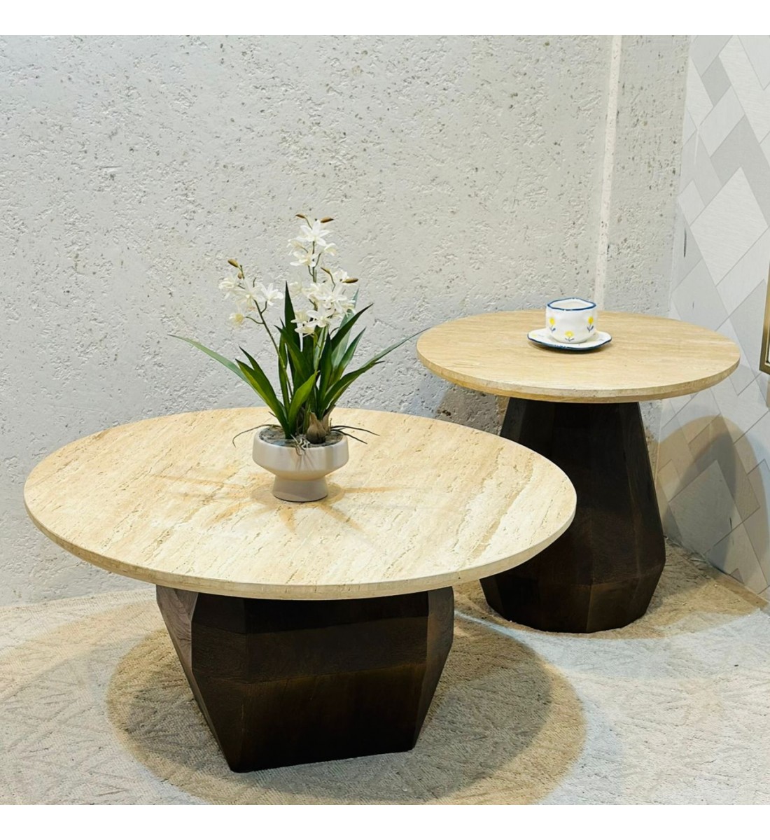 طقم طاولات قهوة دائرية دائري 2قطع 