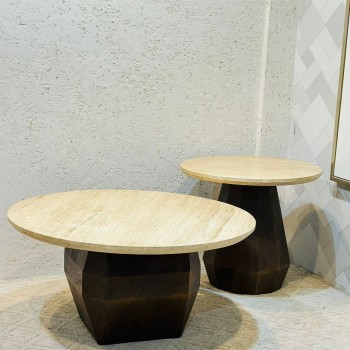 طقم طاولات قهوة دائرية دائري 2قطع 