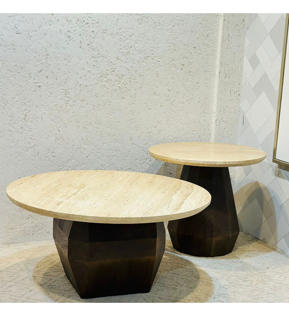 طقم طاولات قهوة دائرية دائري 2قطع 