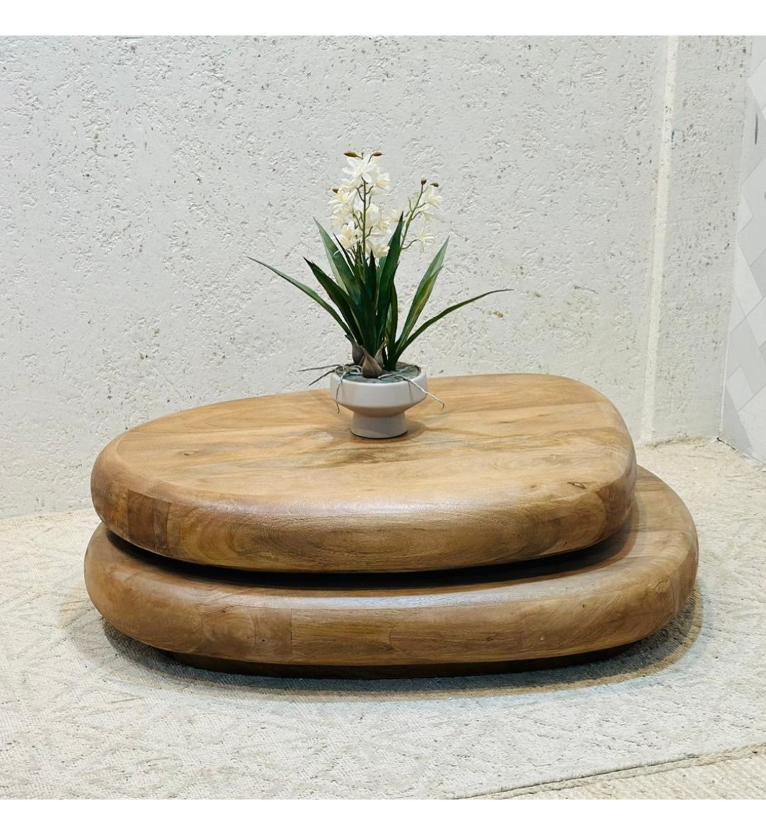 طاولة قهوة دوارة مينغ خشبي100×80×28سم 