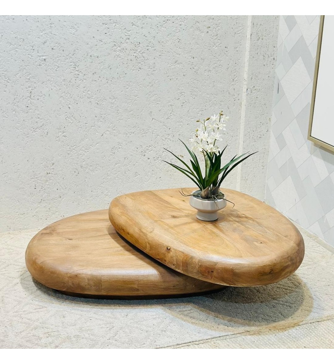 طاولة قهوة دوارة مينغ خشبي100×80×28سم 