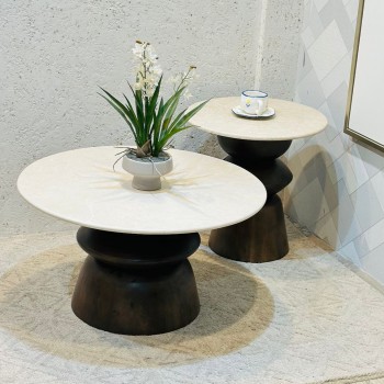طقم طاولات قهوة دائرية دائري 2قطع 