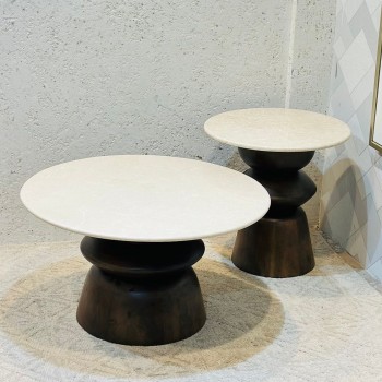 طقم طاولات قهوة دائرية دائري 2قطع 